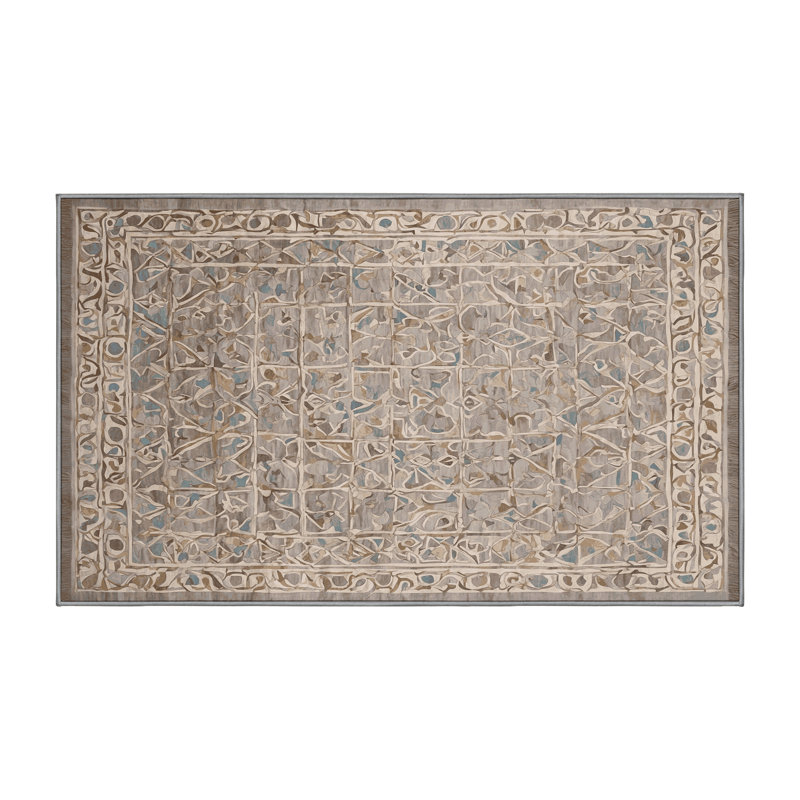 Machine Washable Gray Area Rug, Rectangle 3' x 5'