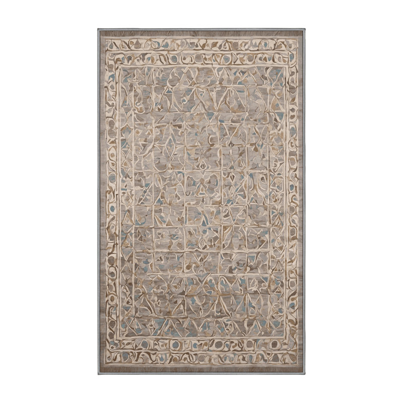 Tapis gris lavable à la machine, Rectangle 3' x 5'