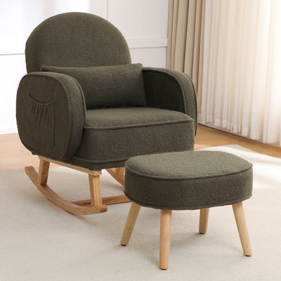Upholstered Teddy Rocking Chair With Ottoman