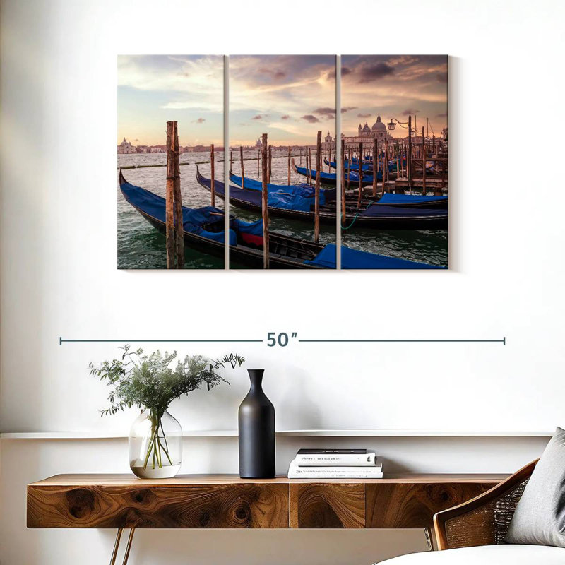 Mehar Venice Gondolas At Sunset, 24" H x 38" W