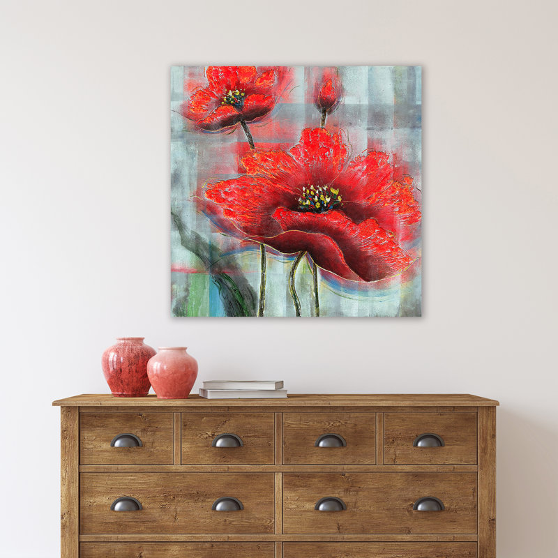 Fleurs - peinture sur toile tendue, H 30 po x l 30 po x P 1,5 po