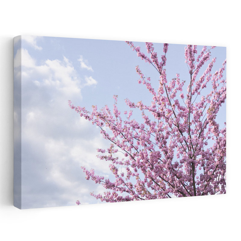 Art contemporain contemporain avec paysage de fleurs de cerisier, H 16 po x l 24 po