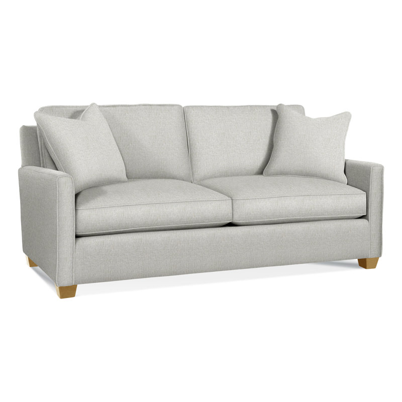 Nicklaus Sofa, Gel Memory Foam Mattress, Honey, Light Blue Performance Fabric; 0851-55