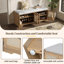 Banc de rangement rustique avec portes en rotin tissé et tablettes réglables-93383977