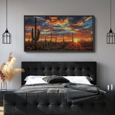 Desert Sunset with Cacti Modern Art
