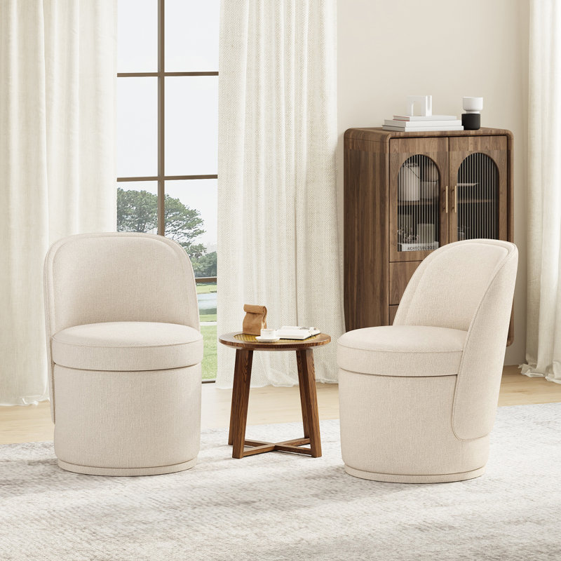 Fauteuil d'appoint pivotant rembourré avec rangement, sans assemblage requis, Beige