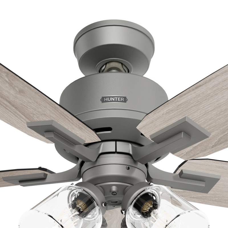 Gatlinburg Easy Install 5-Blade Standard Ceiling Fan With Lights and Remote, Matte Silver, 52"