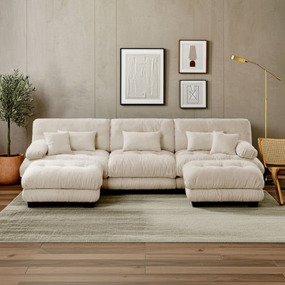 Modular U Shaped Sectional with Two Ottomans