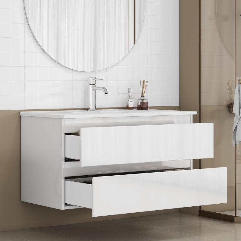 Meuble-lavabo moderne 36 po avec lavabo, tiroirs à fermeture en douceur et matériaux durables Stonegate