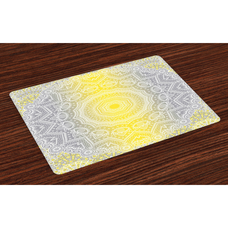 Crawfordsville Boho Old Placemat, Grey/Yellow