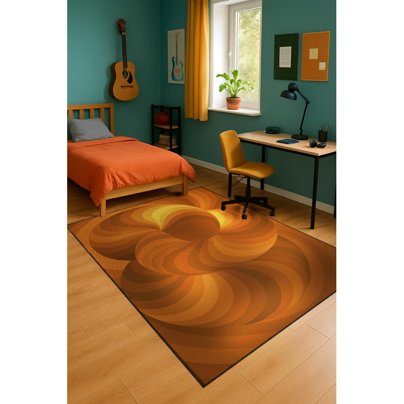 Tapis tissé orange Mosso, 2 pi x 2 pi 11 po