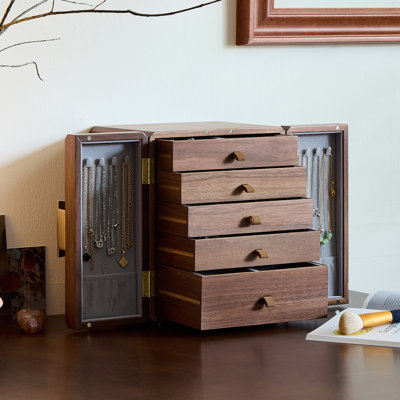 Dual Door Wooden 5-Layer Jewelry Box