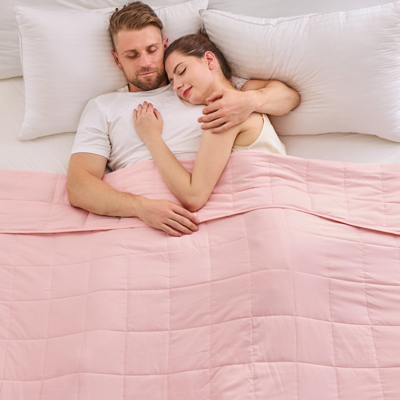 Luxury Quilted Weighted Throw Blanket, Pink, 20lbs, 80" W x 87" L