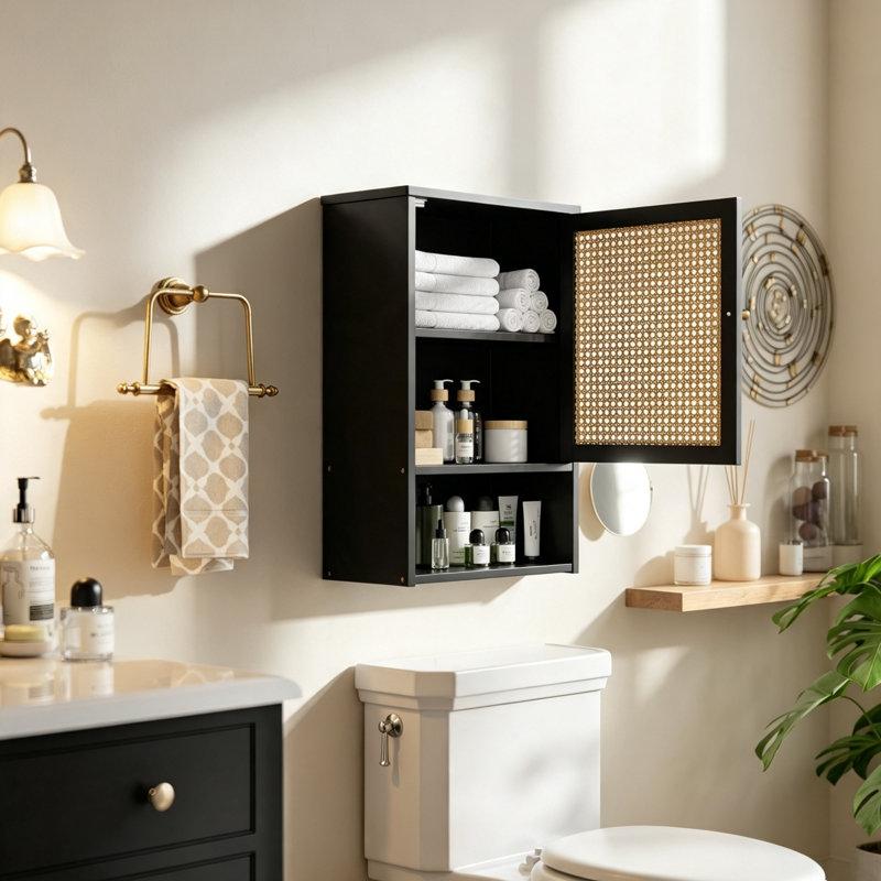 Bamboo Bathroom Cabinet, Lacquered
