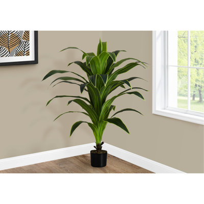 Artificielle pour la décoration intérieure - 47 po de hauteur, fausse verdure et feuilles en pot noir