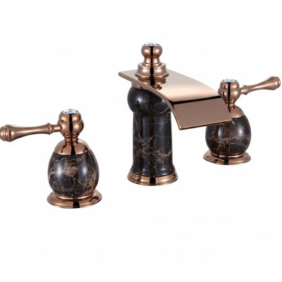 8 Inch Widespread Bathroom Faucet Marble Rose Gold – Contemporary Luxury Vanity Sink Faucet