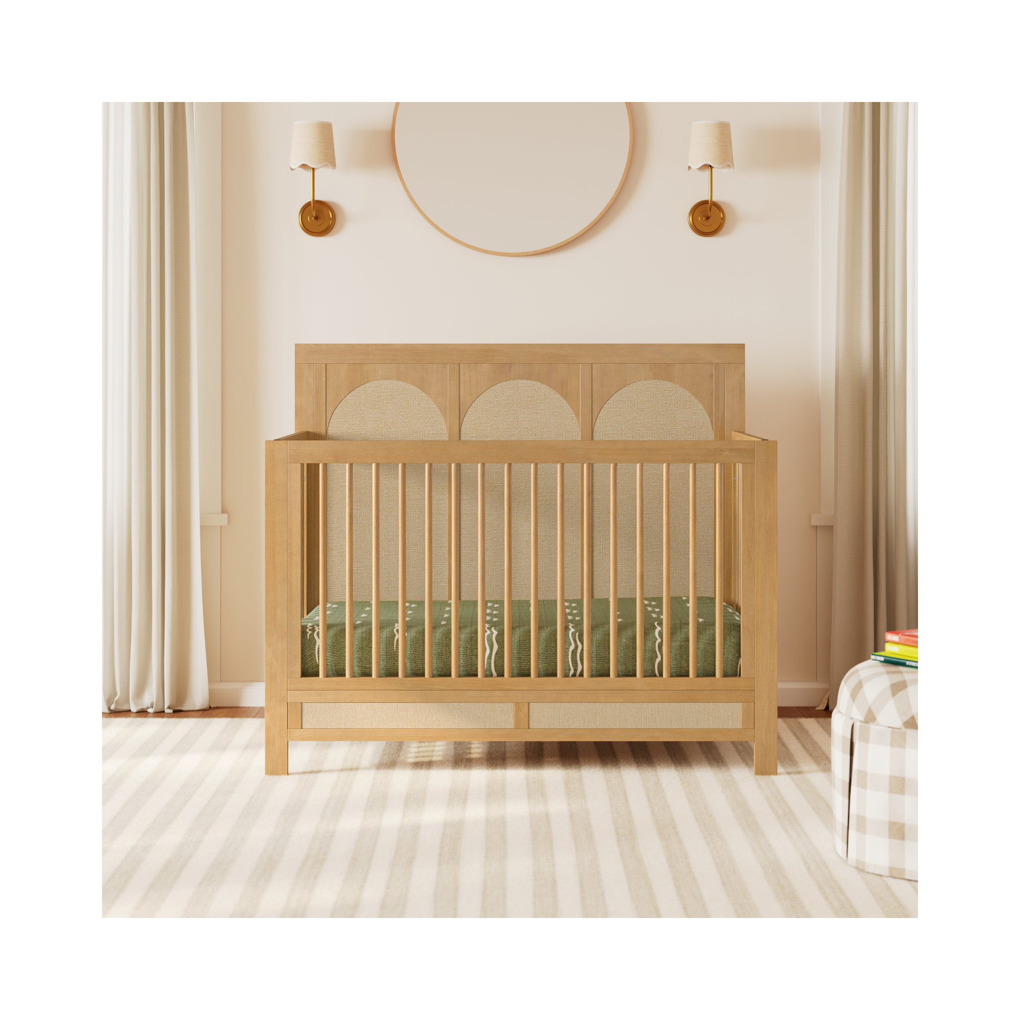 Eloise 4-in-1 Convertible Crib, Honey/Performance Sand Eco-Weave