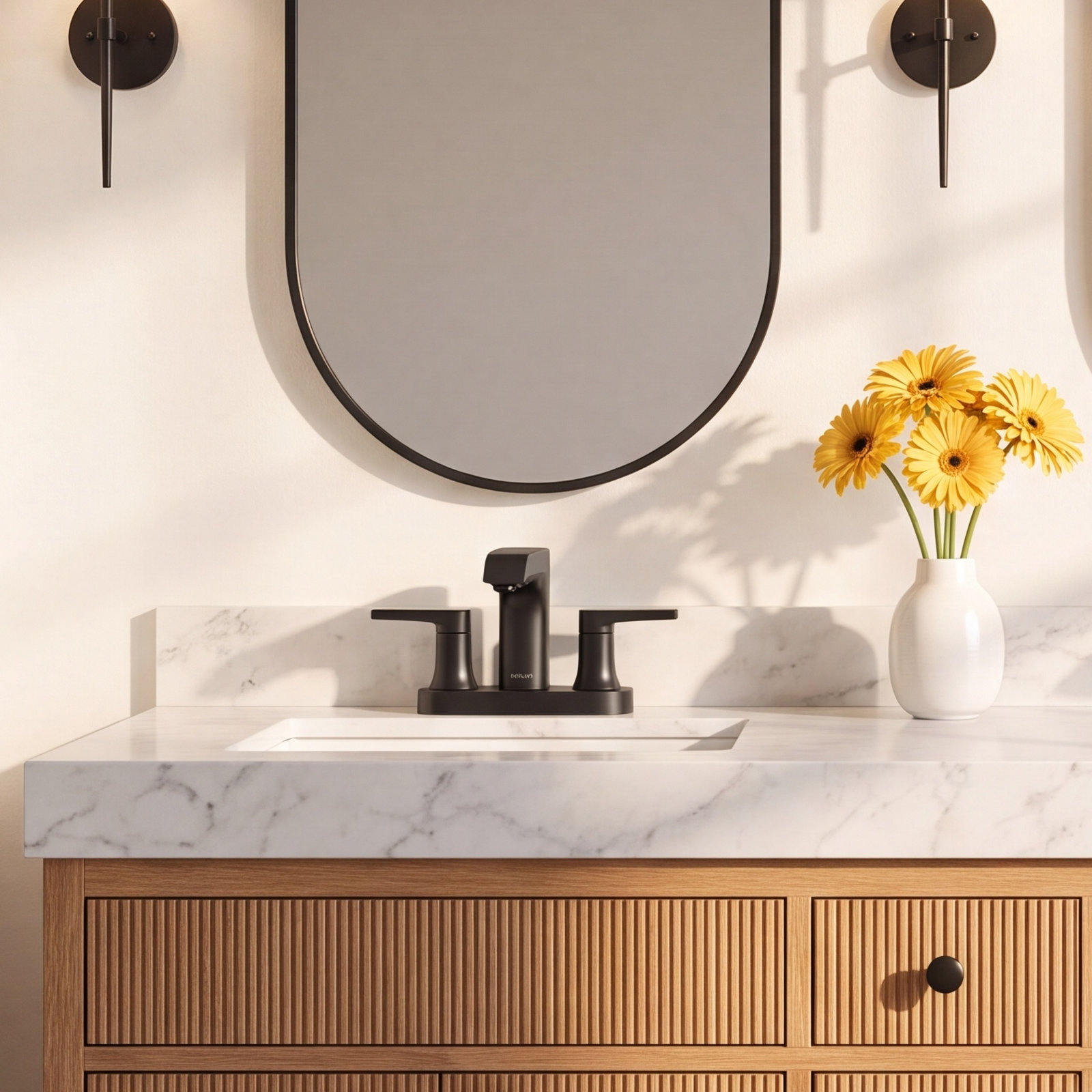 Hint 4" Centerset Bathroom Faucet with Drain, Matte Black