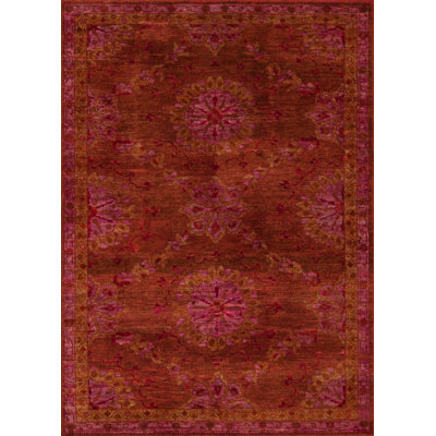 Seville Hand Knotted Area Rug in Dusty-Cedar/Red