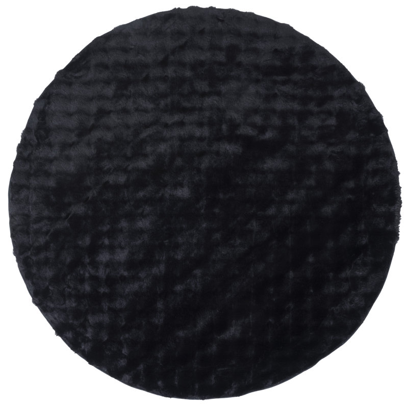Tapis noir Faux Rabbit Bubble 100, Rond 6 pi