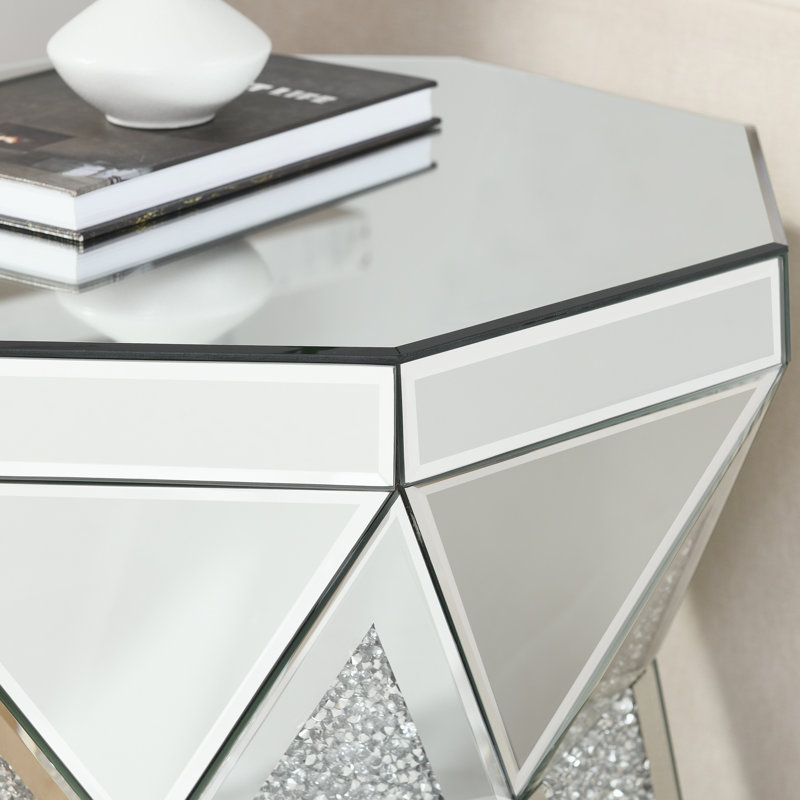 Console argentée décorative de salon, miroir d'ambiance carré de 20,23 pouces créant un effet visuel spacieux