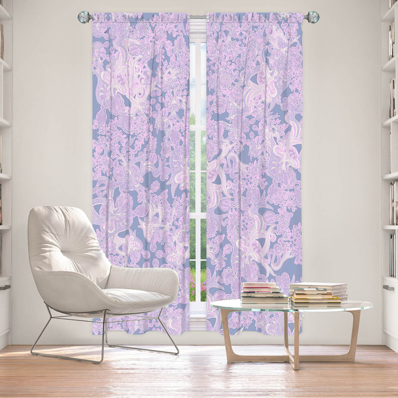 Ensemble de 2 panneaux de rideaux pour fenêtre Terell par Susie Kunzelmanelman - Ribbons Serenity, L 20 po x L 61 po