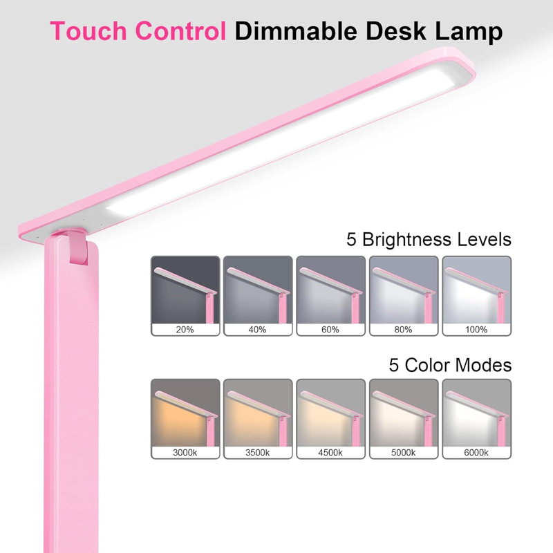 Lampe de bureau à DEL rose avec port USB First Gen 