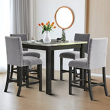 Ebeling 4 - Person Faux Marble Top Four Leg Dining Set