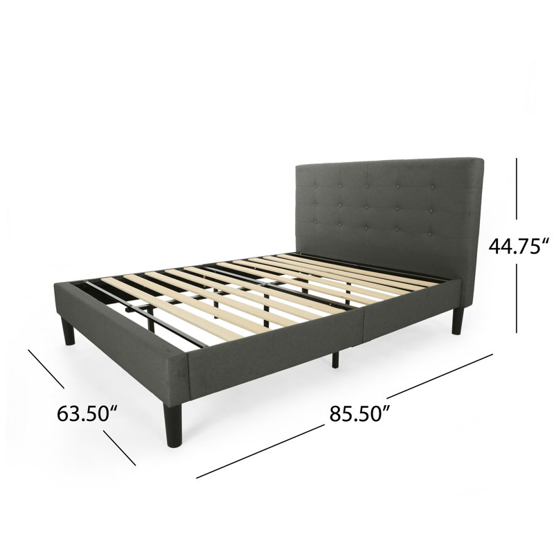 Grand lit plateforme tapissier Ralphs, Gris charbon