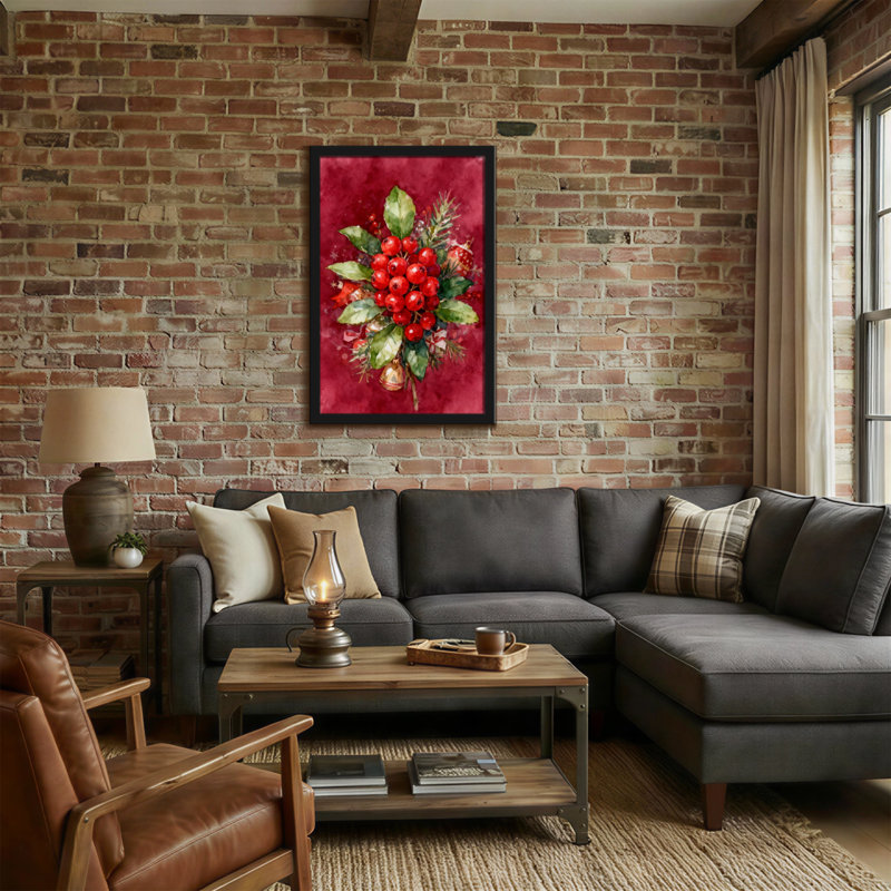 Noël, baies rouges, feuilles vertes, décorations de Noël, H 36 po x l 24 po