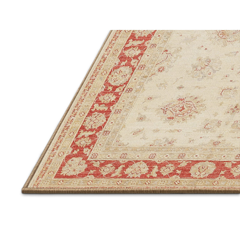 Tapis traditionnel beige / rouge Groveson, Rectangle 2 pi x 4 pi