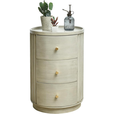 Round 3 - Drawer Side Table - Wood Construction, Modern Style Nightstand, 16" Dia X 21" H, For Living Room & Bedroom by Red Barrel Studio