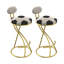 Ensemble de 2 tabourets de bar rembourrés à hauteur de comptoir Football pour tabourets de bar en métal en forme de S (structure dorée et dossier blanc crème)
