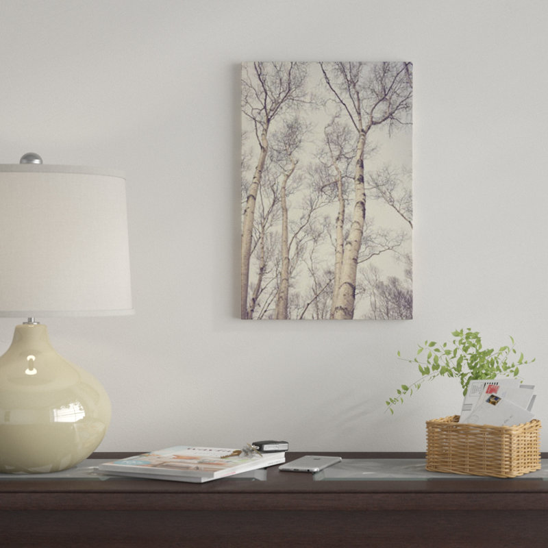" Birch Trees " Graphic Art Print, 12" H x 8" W x 0.75" D, Wrapped Canvas, No Mat