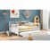 White-toned solid wood platform daybed with pull-out trundle, ideal for guest accommodation and small space living, clean modern style