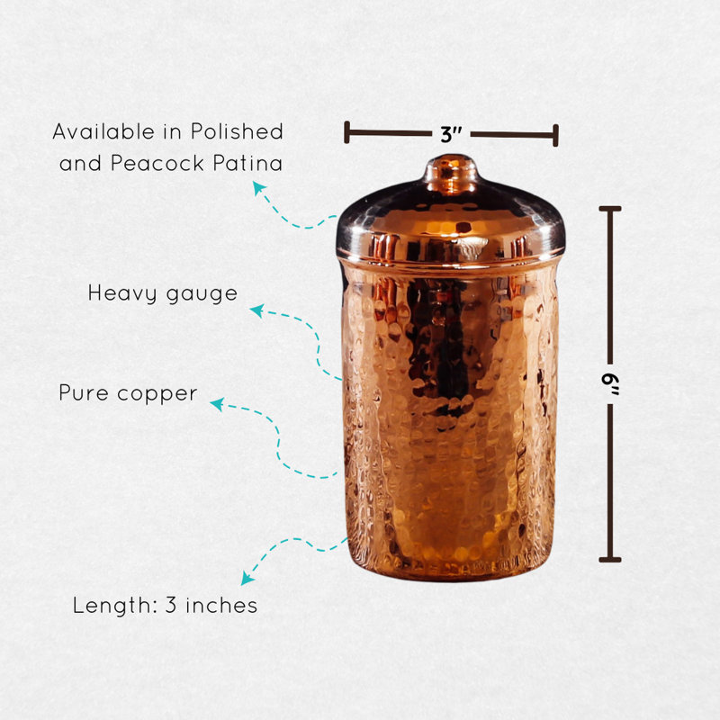 Copper Kitchen Canisters - Individual Sizes, Polish, 0.5 qt