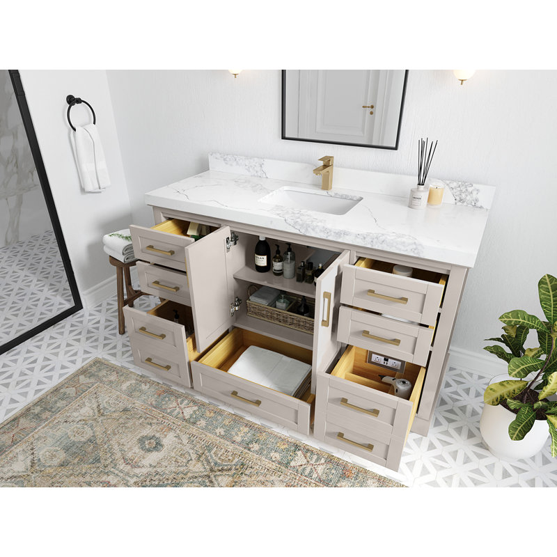 Boston 60 po X P 22 po De salle de bain Quartz, Laiton Berkshire