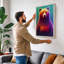 Vibrant Bear Portrait Modern - Print-136728584-136728583
