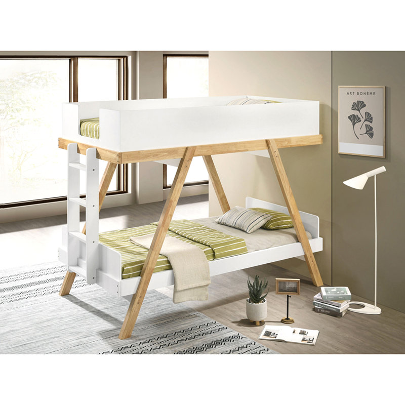 Lit superposé simple au-dessus de simple avec matelas Crispin, Blanc