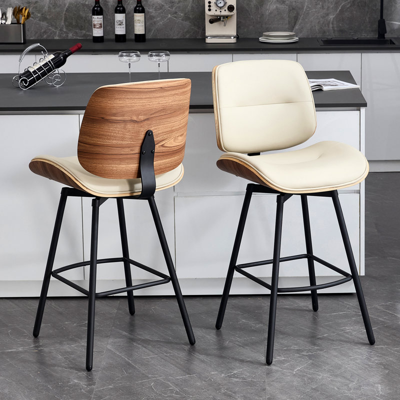 Swivel Upholstered Counter Stool, Beige