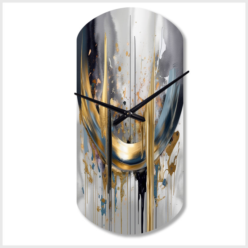 Horloge murale cylindrique en métal Shapes And Lines Abstract Marble III, Petit