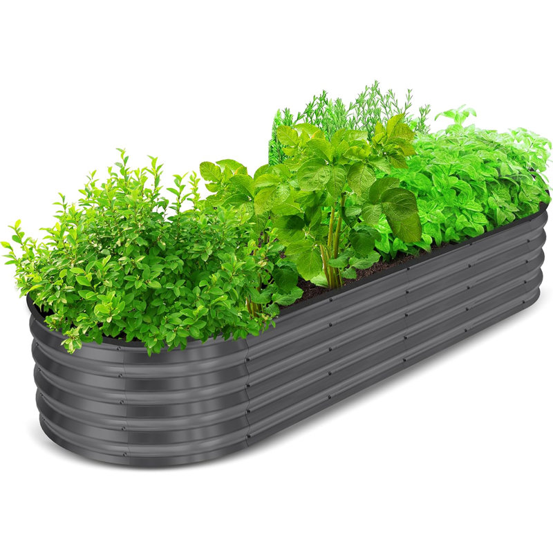 6x2x1 ft Galvanized Lightweight Raised Garden Bed: Effortless Assembly for Bountiful Outdoor Planting, Dark Gray