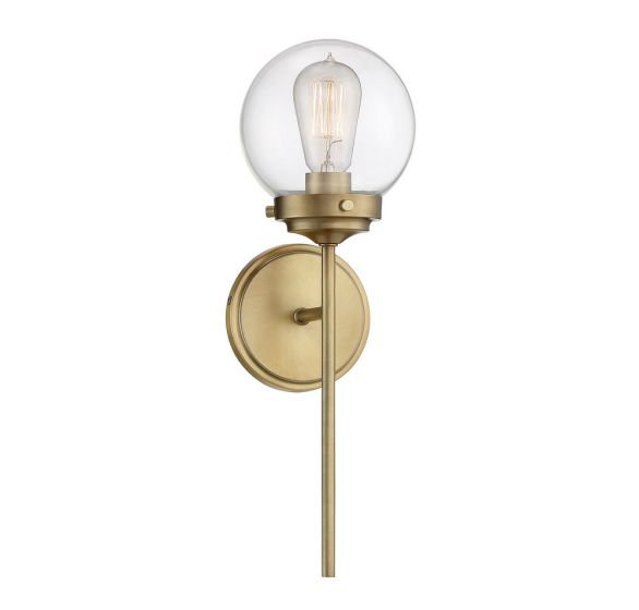 Aiden Single Light Glass Dimmable Wall Sconces, Natural Brass