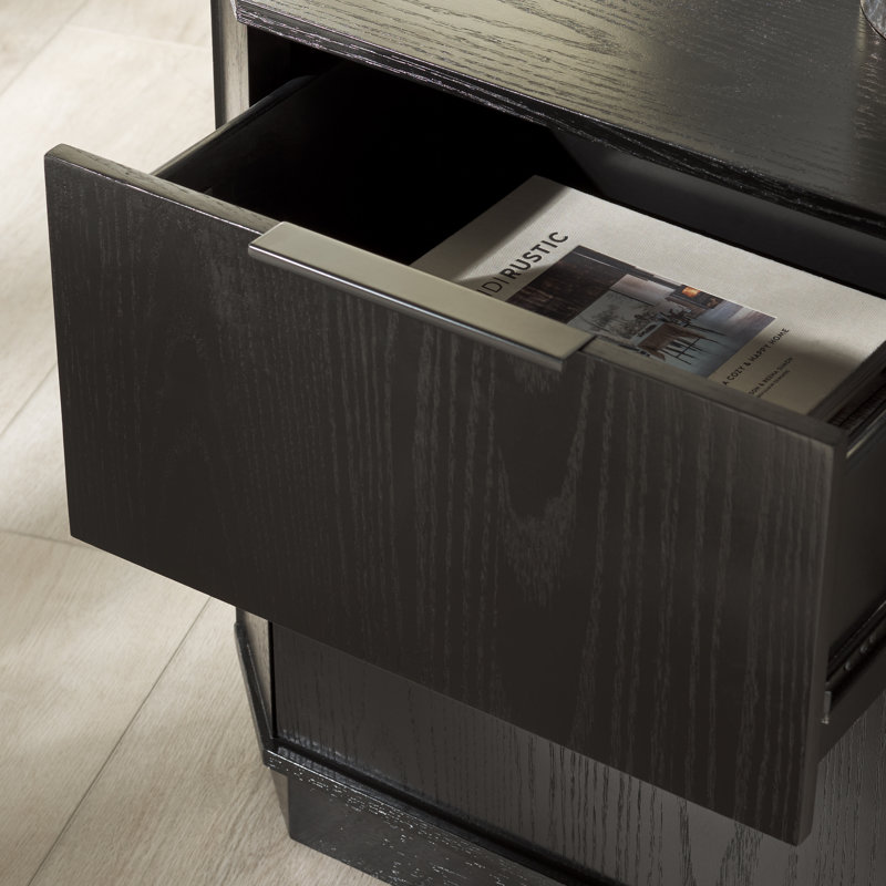 Hoenack 2 Drawer Nightstand, Black