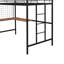 Lit mezzanine simple en métal avec bureau et grille en métal, noir