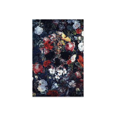 Fleur crâne II - peinture sans cadre