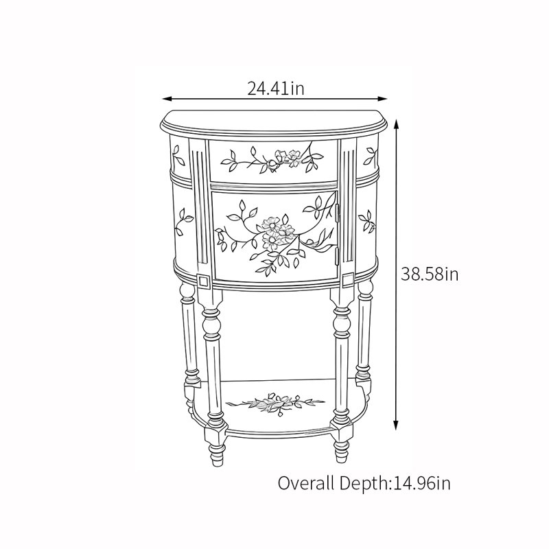 Armoire demi-lune avec décorations peintes à la main