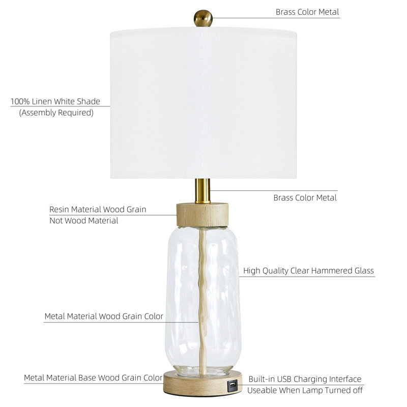 Krantz Glass USB Table Lamp