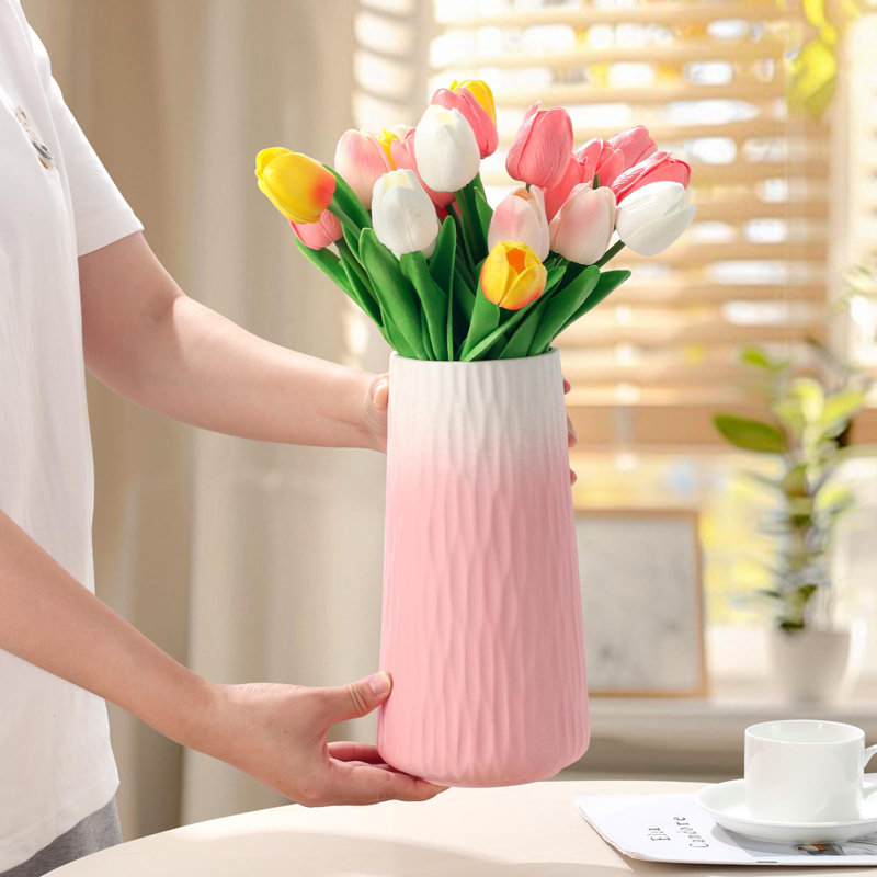 Modern Cylindrical Ceramic Vase, 9.8" H x 5" W x 5" D