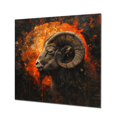 Orange Brown Astrology Cosmic Warrior Aries - Astronomy Aries Wall Decor